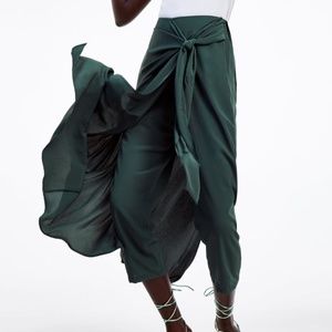 Zara Knotted Skort Bottle Green Medium